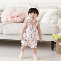 베베샤 유아복 복숭아 롬퍼 여아