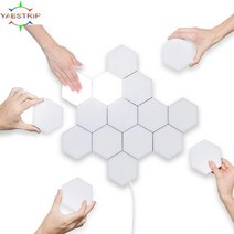 led 관세음보살 석가모니 불상 터치 센서 민감한 조명 육각형 분위기 양자 벽 램프 110 개 침실용 크리에이티브 장식 LED 야간, Cold white+3 PCS With adapter