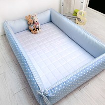 러브스티치 스카이블루 도트 범퍼침대 모빌대 포함, 특대형 커버만