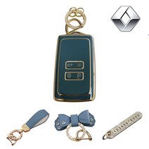 루루형제 르노 삼성 차 키케이스 xm3 sm6 qm6 스마트 자동차 키커버 키홀더 키링, 키케이스+번호키링+가죽리본키링+가죽스트랩, AS-01, 스카이그레이