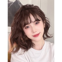 YHWL 2021여자단발스타일 가발사이트 양털 롤 헤어스타일 양질의 재료 여자단발커트 3컬러 여자단발머리펌 붙임머리 여자단발커트 땋기붙임머리 여자정수리가발, 밀크티 브라운