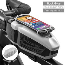 자전거 프레임 탑튜브가방 산악 도로 포장, 블랙&그레이, 1개