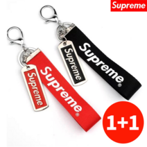1+1슈프림메탈가방고리 열쇠고리 키링, 블랙+블랙