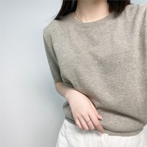 크로스컴퍼니 크로스컴퍼니 베이직 린넨 널널한 우지 반팔 니트 8col (8775663)