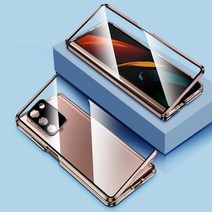 갤럭시Z 플립 폴드 호환케이스 자기 금속 프레임이있는 samsung galaxy z fold 3 4 용 자기 양면 유리 케이스 투명 강화 유리 카메라 보호