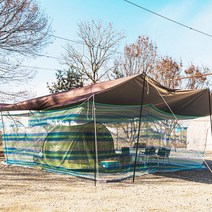 대형 캠핑 야외 차박 모기장 사각모기장 텐트모기장, 9-10인용 줄무늬