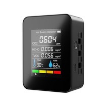 5 In 1 이산화탄소 검출기 Co2 휴대용 온도 및 습도 대기질 모니터, 01 Black, [01] Black