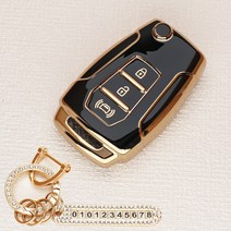 튜모 쌍용 자동차 TPU 스마트 키케이스 올뉴 렉스턴 G4 렉스턴 렉스턴 스포츠 토레스 뷰티풀 코란도 티볼리 키링 키홀더 전화번호 키링, SY-01, 큐빅오링-블랙