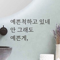 어썸투데이 예쁜 글씨 레터링 스티커 예쁜척하고 있네 안 그래도 예쁜게 LM-003A, LM-003, 검정