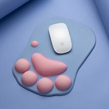 3D 손목보호 캐릭터 마우스패드 스카이블루 고양이발 마우스패드