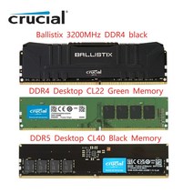 중요한 Ballistix DDR4 DDR5 8GB 3200MHz 4800MHzDesktop 게임 Ram XMP 2.0 자동 오버클럭 지원, [11] 16G 4800MH Black x2