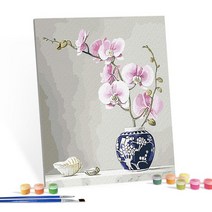 DIY 페인팅 캔버스 명화 그림 그리기 분홍 난초 화병 40X50, 단품