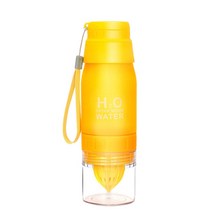 휴대용 650ml 컵 수동 투어 누출 방지 스포츠 학교 과즙 짜는기구 h2o 더 많은 물을 마시는 야외 마시는 병 플라스틱 물병, 협력사, 노란색