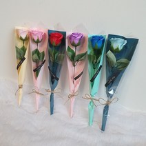 늘솜아뜰리에 비누장미 1송이 꽃다발 (10+1) 비누꽃 한송이 미니꽃다발/ 기념일/ 행사용/ 단체선물/ 단체주문, 연핑크