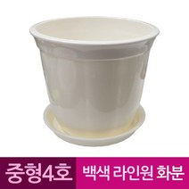쭈bapha_라인 원형 도자기 느낌 플라스틱 화분 4호 백색 웨이트용품 도금아령 스틸 운동기구 아령봉 헬스 근력♥LtMS, ♥LtMS받침포함 4호 화분세트