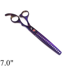 애견 숱 커브 요술 가위 강아지 개 손질 전문 65 7 일본 440C 숱이 청커 생선 뼈 이빨 24, Violet-7 inch