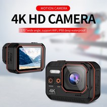 오토바이블랙박스 헬멧 자전거블랙박스 헬멧마운트 action camera 4k full hd with remote control screen 방수 스포츠 카메라 드라이브 레코더, 128g sd 카드로