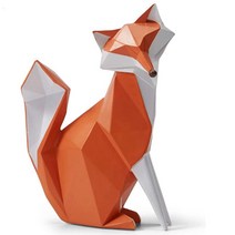 홈 장식 홈 선물 기념품 선물 상자 Polyresin의에 대한 폭스 조각 동상 기하학적 동물 장식, 20x7x22cm., 사진 색상