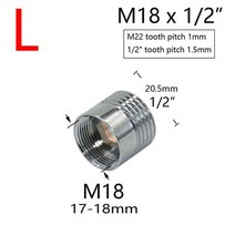 황동 실버 수도꼭지 커플러 1/2 M16 M18 M20 M22 M24 M28 스레드 커넥터 피팅 버블 러 주방 및 욕실, L