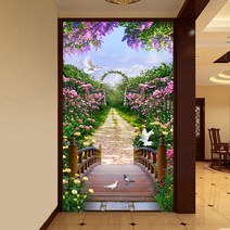 3d 거실 입구 벽 장식 벽화 사진 벽지 정원, 1㎡