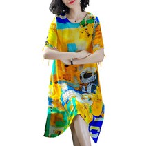 엘레스 여성원피스 오버핏 반팔원피스 롱티셔츠 반팔 롱원피스