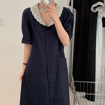 쏭포유 싱글브레스트 버튼 롱 린넨원피스 3color