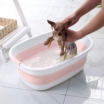 퐁퐁 접이식 반려동물 욕조 강아지 고양이 애견목욕통, 없음