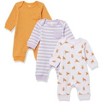 Amazon Essentials 여아용 긴소매 커버롤 3팩 핑크 베리 18개월