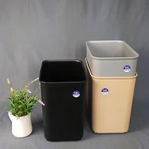 광신 스윙 사각 휴지통 인테리어 쓰레기통 오픈형, 1개, 14L 블랙