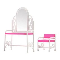 소형 침실 가구 장식품을 위한 소형 인형 집 화장대, 분홍색, ABS