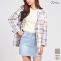 로엠 로엠 박시핏 빅체크 린넨자켓_RMJK937RQ1