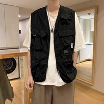 테크웨어 멀티 작업조끼 일본 성 전술 조끼 남성용 트렌드 멀티 포켓 아우터웨어 툴링 재킷 러피언 잘 생긴 조끼 민소매 조끼