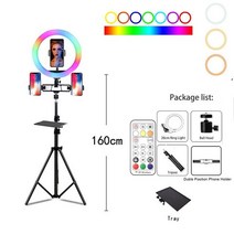 LED 조명 유투브조명 촬영조명 10 인치 Vlog 비디오 셀카 링 라이트 USB RGB 램프 메이크업 전화 홀더 삼각대 스탠드 TikTok Youtube, 04 10 inch 160cm C