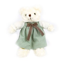 그린 체크 원피스 테디 베어 소형 27cm 화이트 곰 인형 i46 그리 출산 육아 봉제 캐릭터 애착 어린이날, 본상품선택