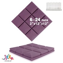 방음재 흡음재 방음스펀지 어쿠스틱 스튜디오 폼 버섯 웨지 타일 방음 벽 패널 고밀도 피스, 23.Purple - High Density-12 Pc