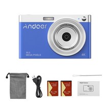 휴대용 디지털카메라 Andoer 컴팩트 4k 디지털 카메라 비디오 캠코더 50mp 화면, 4k 50mp 파란색