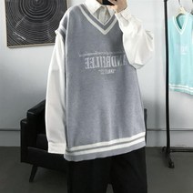 가을니트조끼 여성 와이드 루즈핏 자수니트 런닝 브이넥 학원 무드 트렌드 민소매 코트 11 월6일 발 다함 2684107434, L
