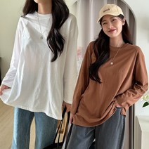 주디앤 여성 박스 오버핏 긴팔 티셔츠 2P