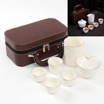 휴대용 다기세트 4인 골드림D 요리도구 다구세트 차도구 다기셋트 찻주전자 차통 중국찻잔 내열강화유리컵 전통