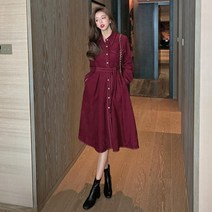 봄신상 프렌치 빈티지 골덴 미디원피스