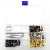 갈색가죽 가죽공예 12mm 스프링 스냅 세트 골드 실버 앤틱 흑니켈(건메탈) 40pcs