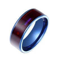 블루투스 반지 NFC 칩 링 패셔너블 호환 두꺼운 스테인레스 스틸 범용 스마트 일상용, 7+Blue
