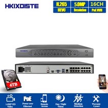 [해외] HKIXDISTE 4 K 16CH H.265 CCTV POE NVR 48 V 16 채널 * 5MP8 채널 * 4 K 감시 CCTV 네트워크 비디오 레코더 오디오 P2P O, 1 T 16CH