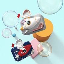 특이한 led 우주인 캐릭터 자동 비눗방울 머신 카메라 스트랩줄포함 버블 물총 야외놀이 손 장난감, wps061네이비