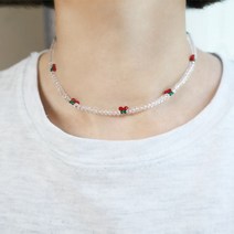 윗치블링 [써지컬스틸] 체리 비즈목걸이 앵두초커