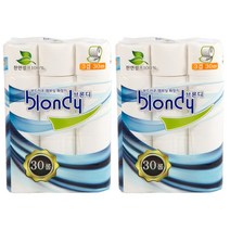 브론디 천연펄프 데코 3겹 엠보싱 롤 화장지 30m, 30롤, 2팩