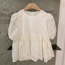 [연당월]트렌디 달콤한 거품 레이스 훅 플라워 블라우스 여성