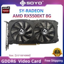 SOYO-AMD Radeon RX 5700XT 5500XT 6600XT 6600M GDDR6 비디오 메모리 8G 그래픽 카드 PCIE3.0x16 데스크, 02 RX5500XT 8G