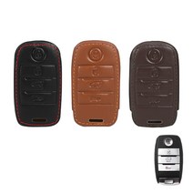 바이어블 기아 4버튼 천연 소가죽 스마트 키 가죽 케이스 VA-L12, 1개, 블랙