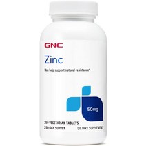 [지엔씨에너지] GNC 아연 50mg 250정 면역 체계의 자연 저항력 지원, [01] 250인분(1팩)